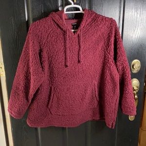 Dressbarn Pull Over Maroon Sherpa Hoodie